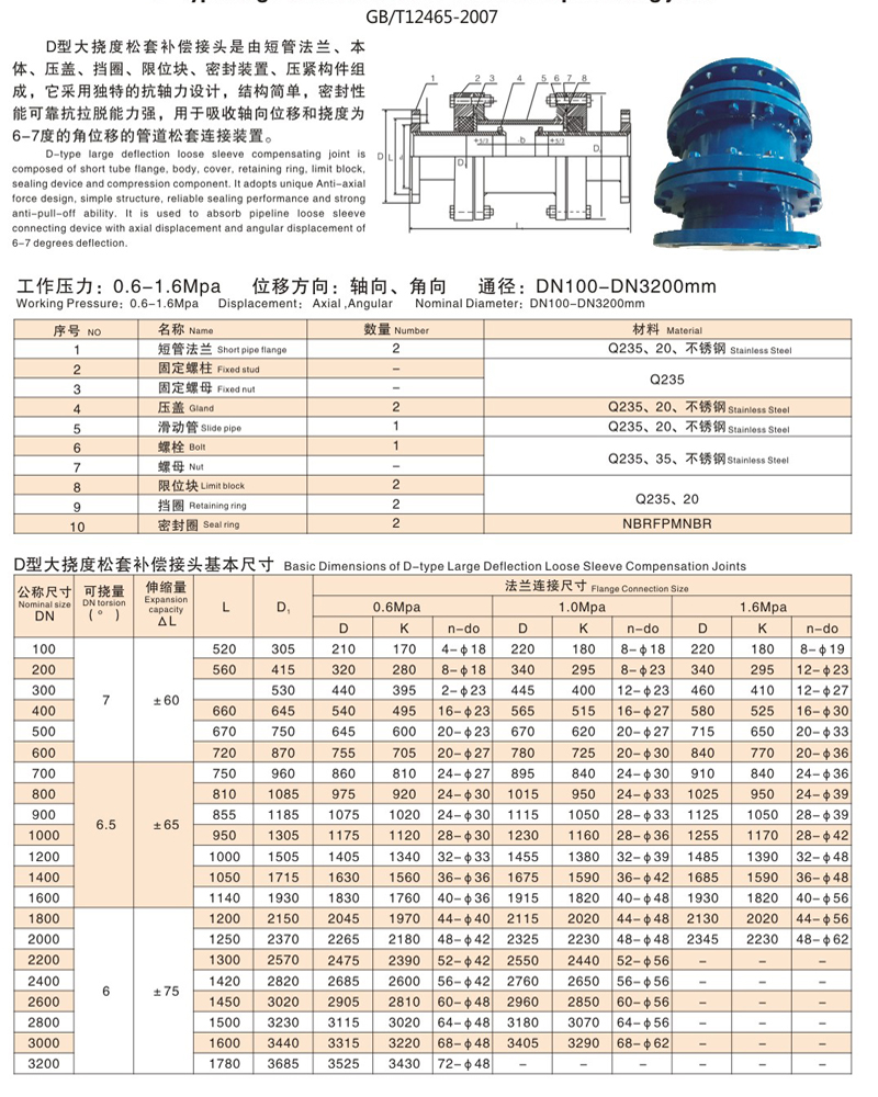 D型大挠度松套补偿接头(图4)